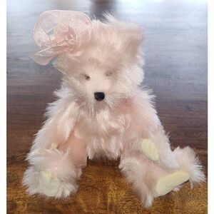 Vintage Progressive Plush Teddy Bear Soft Pink Bow 13" Stuffed Animal Toy origin